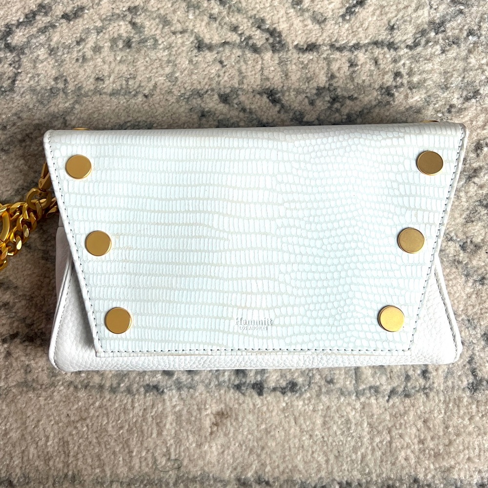 Hammitt White Snakeskin Crossbody Clutch